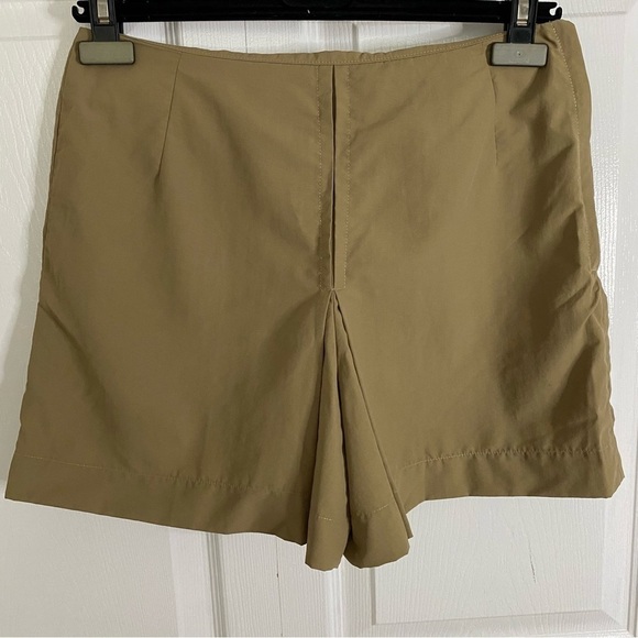 NWT Audrey Louise Reynolds Camel Italian Trench Pleat Sand Rain Shorts Beach L - Picture 1 of 10